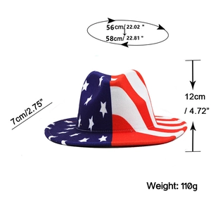 Spécifications de taille pour chapeau fedora USA avec hauteur 12cm et bord de 7cm