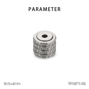 Detailed view of 5x4mm silver stainless steel earring back with geometric texture
