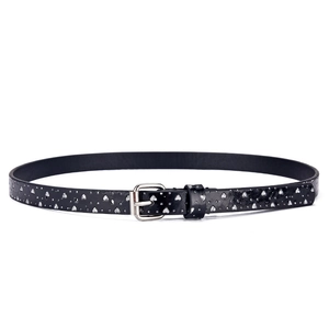 Cintura nera glitterata con cuori per bambini in pelle PU con fibbia argentata