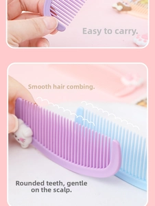 Close-up of pastel plastic combs featuring cute 3D cat and paw decorations