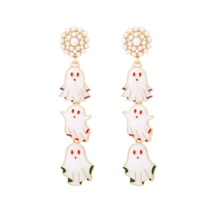Boucles d'oreilles fantôme à plusieurs niveaux avec perles pour le style Halloween