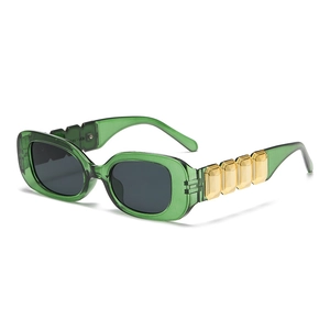Retro Square Sunglasses Fashion Rectangular Plastic Frame With Metal Geometric Decoration UV400 Protection For Women Men