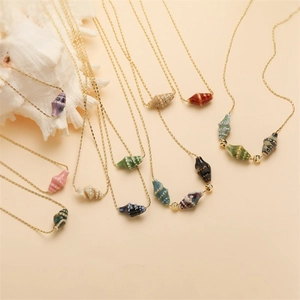 Conch Shell Pendant Necklace Ceramic Copper Golden Bead Chain Boho Beach Clavicle Chain For Women Trendy Jewelry