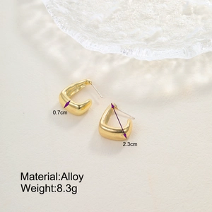 Detailed view of golden teardrop earrings with dimensions 2.3cm and 8.3g weight