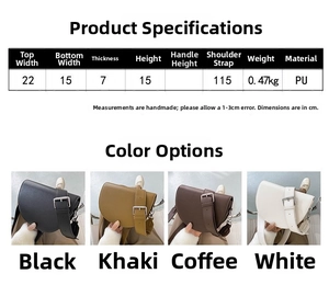 Tableau détaillé des tailles et spécifications du matériau pour le sac selle en cuir PU