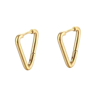Triangle Hoop Earrings Stainless Steel Minimalist Geometric Huggie Ear Studs For Women Men Punk Modern Jewelry