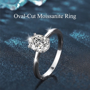 Luxury D Color Oval Moissanite 925 Sterling Silver Ring For Women Carat Solitaire Engagement Wedding Band Fine Jewelry