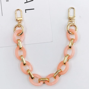 Vintage acrylic oval link chain in soft pink and gold for handbags and phone cases