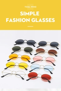 Detailed grid showing variety of colored oval lenses and slim gold metal frames