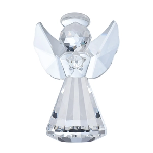 Faceted crystal glass angel figurine with halo and wings for home decor gift