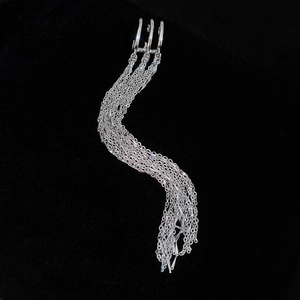 Elegant Long Tassel Ear Clips Non Piercing Copper Metal Multi Layer Wave Chain Ear Cuff Silver Tone Fashion Jewelry For Women