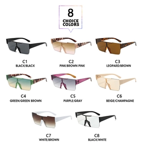 Detail view showing eight distinct frame colors of rimless fashion sunglasses with color labels