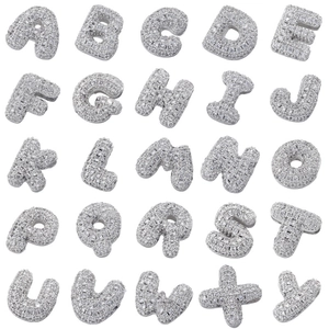 Silver A-Z initial pendants set with pavé cubic zirconia for DIY jewelry making