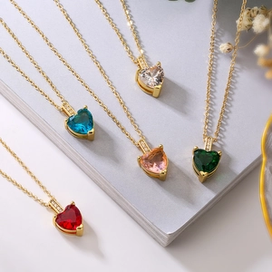 Heart Pendant Necklace Copper Gold Plated Zircon Elegant Fashion Clavicle Chain Jewelry For Women