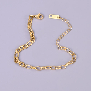 18K gold plated stainless steel link chain bracelet with lobster clasp and K18 tag