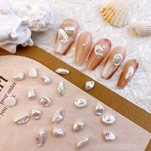 Baroque style irregular cream pearl nail charms for vintage luxury nail art decoration