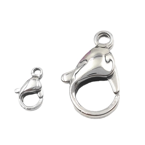 Polished 316L stainless steel lobster clasps in two sizes for jewelry making