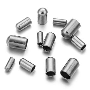 Polished stainless steel cylinder end caps in various sizes for DIY jewelry making