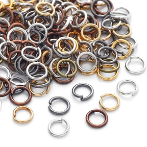 Assorted metallic open jump rings in gold, silver and bronze for DIY jewelry making