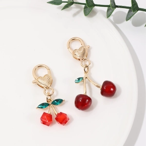 Creative Fruit Shape Zinc Alloy Keychain Heart Lobster Clasp Enamel Cherry Strawberry Apple Pear Banana Keychain For Bags