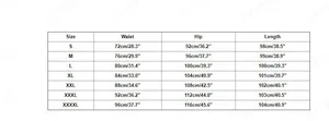 Size chart for high waist flared jeans with waist hip and length measurements in cm and inch