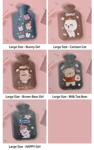 Selection of large cartoon plush hot water bottles with soft short fleece fabric covers