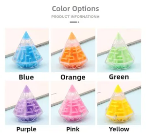 Six couleurs de labyrinthes 3D diamant montrant bleu, orange, vert, violet, rose et jaune