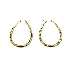 Polished gold teardrop hoop earrings in minimalist hollow design for women