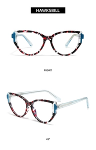 Front and 45-degree angle views of fashion cat eye blue light blocking glasses in hawksbill