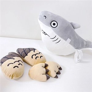 Funny shark plush toy and animal claw pillows set for creative birthday gift