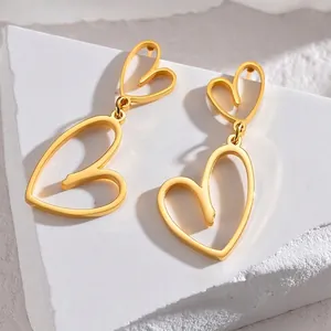 Elegant gold vintage heart tassel earrings for women made of premium stainless steel