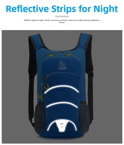 Blue outdoor backpack with high-visibility reflective strips for safe night cycling and hiking
