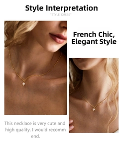 Detail showing an 18K gold-plated chain with a white pearl pendant for women