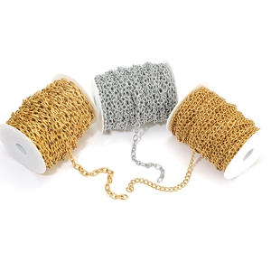 DIY 18k gold and silver stainless steel cross chain rolls for jewelry making