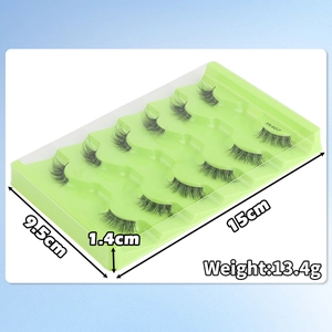 Detailed view of YK407 half false eyelashes with dimensions 15x9.5x1.4cm and weight 13.4g