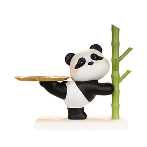 Cute panda resin tray ornament for key storage and minimalist home tabletop decoration