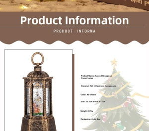 Detailed size specifications for the vintage carved Christmas lantern with snow globe