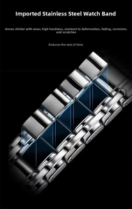 Detail of durable stainless steel watch band with scratch-resistant multi-link structure