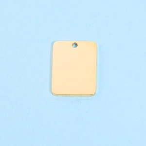 Polished gold rectangular stainless steel pendant tag with smooth edges and top hole