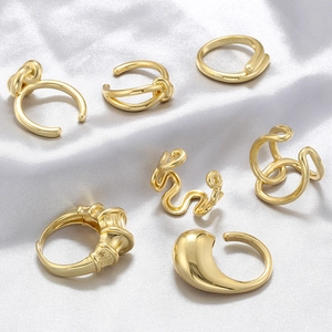 Minimalist Brass Open Ring Adjustable Water Drop Knot Wave Geometric Retro Jewelry For Women