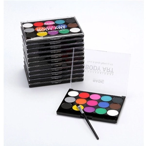 Professional 15 colors face body painting kit with brushes in studio photography
