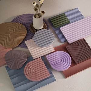 Striped silicone tray molds in various geometric shapes and Morandi colors for DIY resin art