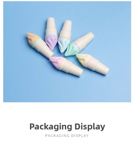 Detailed close-up of macaron-colored ice cream shaped dual-tip highlighters set
