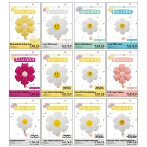 Daisy foil balloons in various colors and sizes for birthday party and photo props