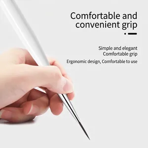 White ergonomic nail art liner brush set for precision painting and fine detailing