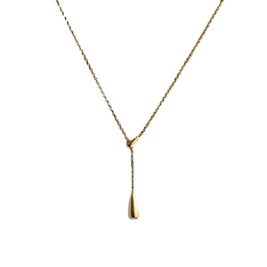 Minimalist gold teardrop pendant necklace in polished stainless steel for women
