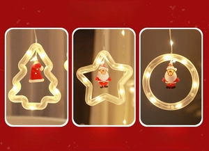 LED Christmas pendant lights in tree star and ring shapes with 10cm diameter