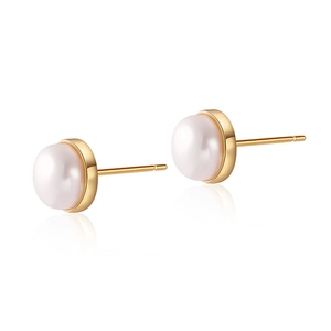Elegant 18K gold irregular textured earrings with pearl inlays, professional studio shot