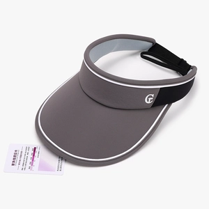 Dark grey open-top running cap with UV test card and moisture-wicking fabric