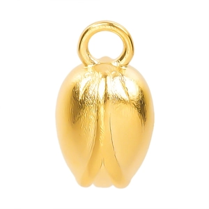 Polished 18k gold plated 304 stainless steel tulip bud pendant for DIY jewelry making